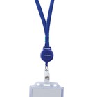 Держатель-рулетка для бейджей 70 см, с синей лентой 45 см, синий, в блистере - Фото 3