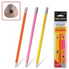 Набор карандашей чрнографитных с ластиком 6 штук НВ, трёхгранные, микс - Фото 1