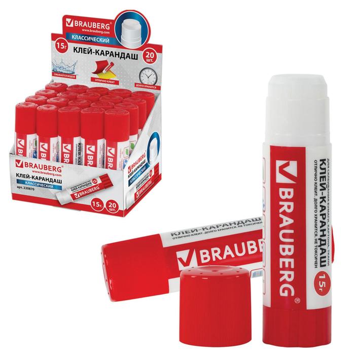 Клей-карандаш BRAUBERG, 15 г - Фото 1