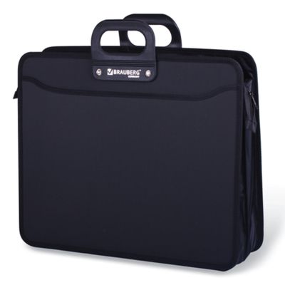 Портфель пластиковый А3 BRAUBERG "Портфолио", 470 х 380 х 130 мм, 3 отделения, на молнии, чёрный