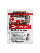 Банковская резинка, 100 г, BRAUBERG, диаметр 60 мм, 180 шт., ± 5%, натуральный каучук, МИКС, в пакете - Фото 3