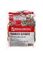 Банковская резинка, 100 г, BRAUBERG, диаметр 60 мм, 180 шт., ± 5%, натуральный каучук, МИКС, в пакете - Фото 5