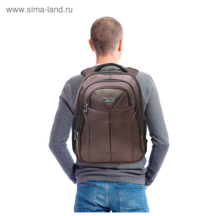 Рюкзак для школы и офиса Toff, 46 х 35 х 25 см, объем 32 л, ткань, коричневый - Фото 1