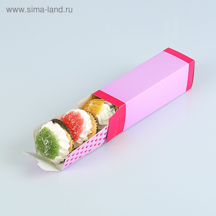 Коробка для сладостей "Удовольствие", пенал,  18 х 5.5 х 5.5 см, ирис-фуксия - Фото 1
