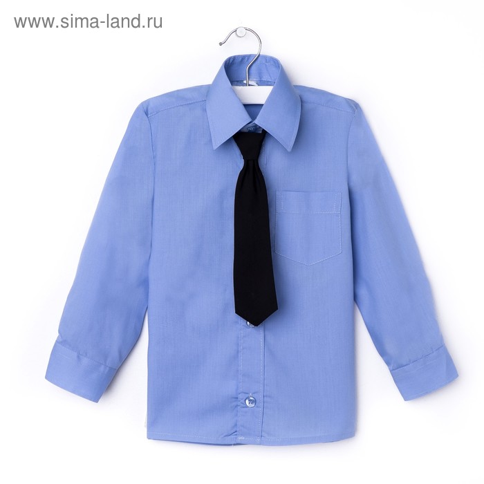 Сорочка для мальчика, нарядная с галстуком, рост 98-104 см (27), цвет тёмно-голубой  1181 - Фото 1