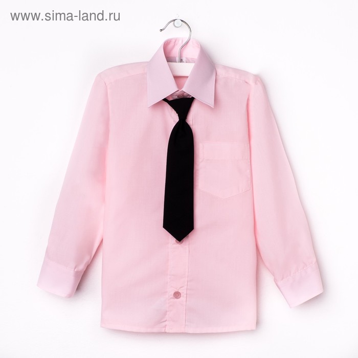 Сорочка для мальчика, нарядная с галстуком, рост 122-128 см (30), цвет светло-розовый  1181А   19208 - Фото 1