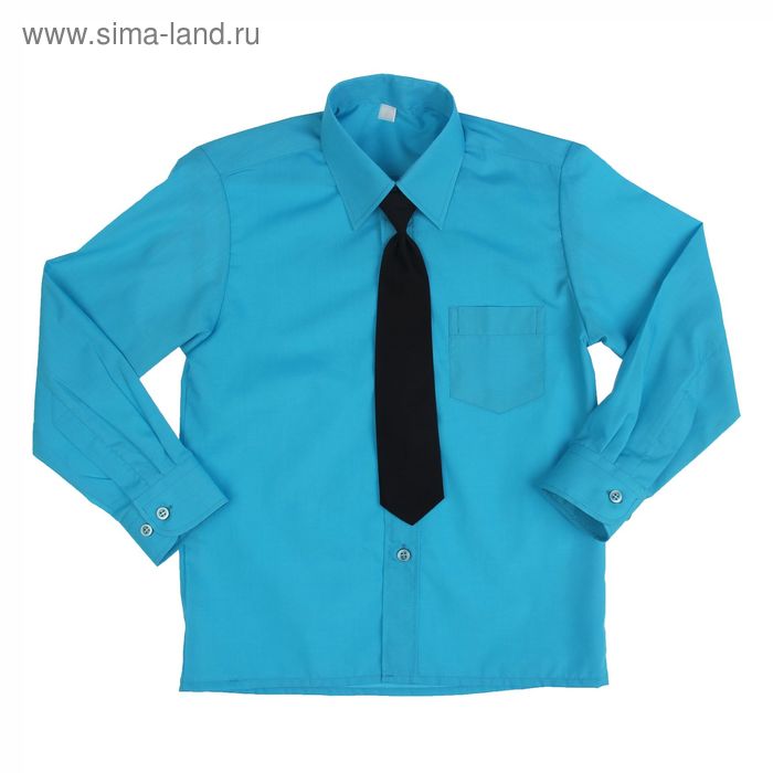 Сорочка для мальчика, нарядная с галстуком, рост 86 см (25), цвет бирюзовый 1181_М - Фото 1