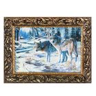Гобеленовая картина "Волки зимой" 26*35 см рамкам - Фото 1