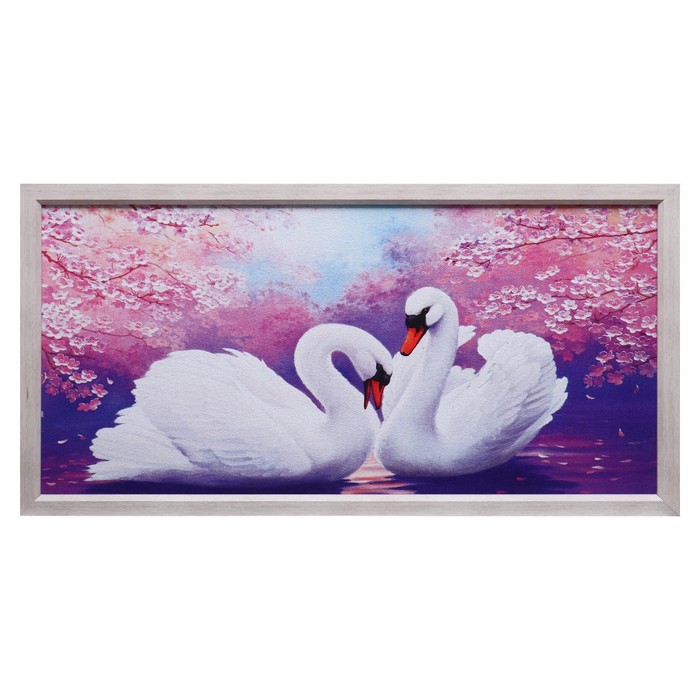 Гобеленовая картина "Лебеди" 63*123 см рамка МИКС - фото 1883281413