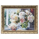 Гобеленовая картина "Пионы на окне" 34*43 см, рама микс - Фото 9