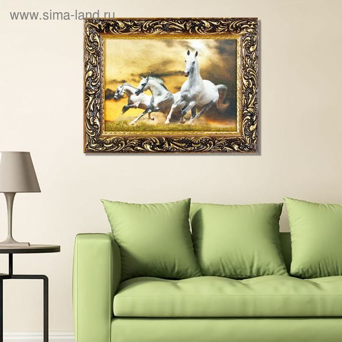 Гобеленовая картина "Белые кони" 26*35  см - Фото 1