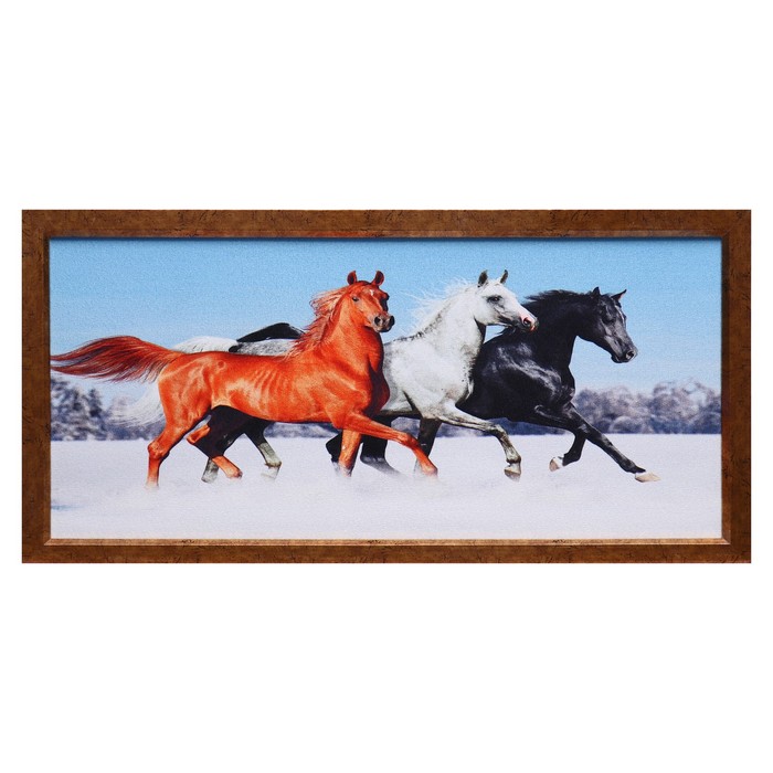 Гобеленовая картина "Три коня" 53*103 см рамка микс - Фото 1