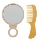 Набор 2 предмета: расчёска с ручкой, зеркало, 10см, цвет МИКС - Фото 1