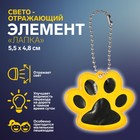 Светоотражающий элемент «Лапка», 5,5 × 4,8 см, цвет оранжевый - Фото 1