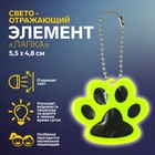 Светоотражающий элемент «Лапка», двусторонний, 5.5 × 4.8 см, цвет жёлтый - Фото 1