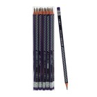 Карандаш чернографитный «Шахматка», НВ, с ластиком, трёхгранный, деревянный, МИКС - Фото 4