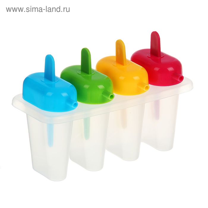 Форма для мороженого «Радуга», 16×7×11 см, 4 ячейки, цвет МИКС - Фото 1
