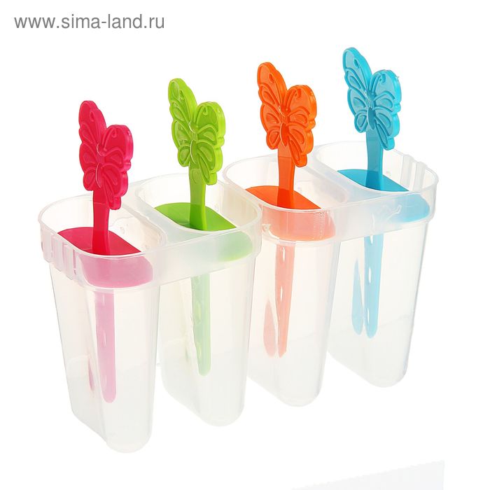 Форма для мороженого «Бабочки», 15×5×12, 4 ячейки, цвет МИКС - Фото 1