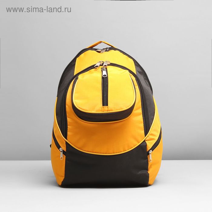 Рюкзак на молнии, 2 отдела, наружный карман, цвет чёрный/жёлтый - Фото 1