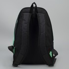 Рюкзак молодёжный, 2 отдела на молниях, 3 наружных кармана, цвет чёрный/зелёный - Фото 3