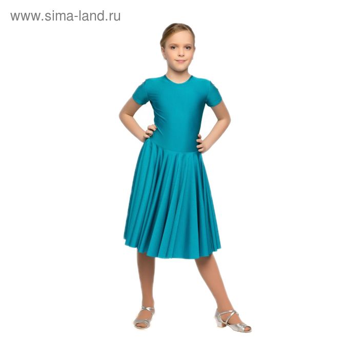 Рейтинговое платье, с коротким рукавом, юбка-солнце, размер 30, цвет морской волны - Фото 1