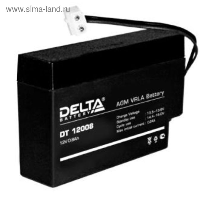 Аккумуляторная батарея Delta DT12008, 12 В, 0.8 А/ч - Фото 1