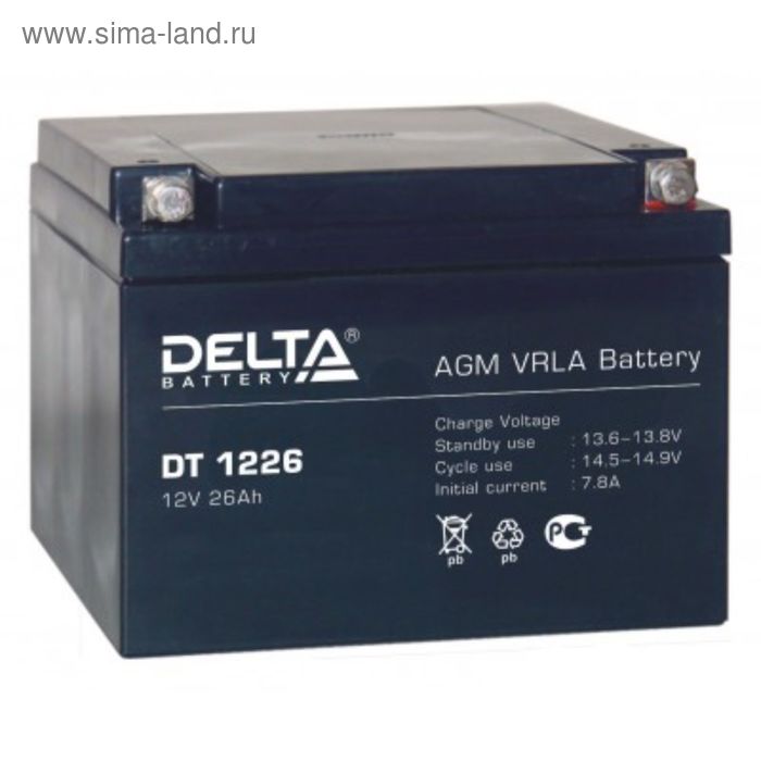 Аккумуляторная батарея Delta DT1226, 12 В, 26 А/ч - Фото 1