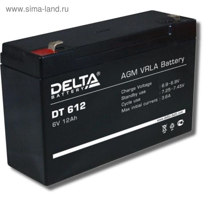 Аккумуляторная батарея Delta DT612, 6 В, 12 А/ч - Фото 1