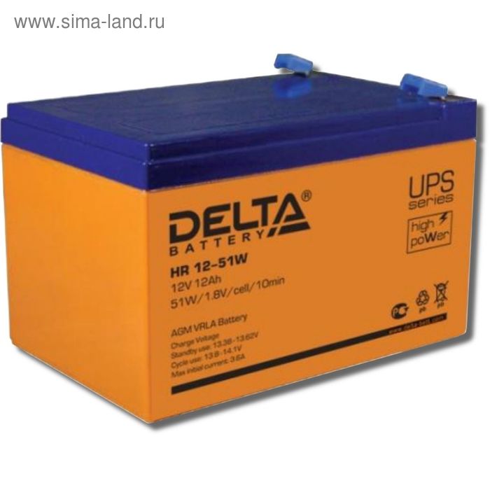 Аккумуляторная батарея Delta HR12-51W, 12 В, 12 А/ч - Фото 1