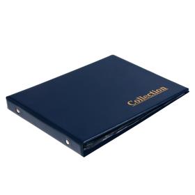 

Альбом для монет горизонтальный на кольцах 230 х 170 мм Calligrata, 10 листов, на 120 монет, ячейка 48 х 52 мм, обложка ПВХ, синий