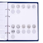 Альбом для монет на кольцах 225 х 265 мм, "Памятные монеты РФ", обложка ПВХ, 13 листов и 13 цветных картонных вставок, синий - фото 9234296