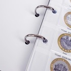 Альбом для монет на кольцах 225 х 265 мм, "Памятные монеты РФ", обложка ПВХ, 13 листов и 13 цветных картонных вставок, синий - фото 9234293