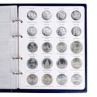 Альбом для монет на кольцах 225 х 265 мм, "Памятные монеты СССР", обложка ПВХ, 4 листа и 4 цветных картонных вставки, синий - фото 9547820