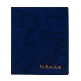 Альбом для монет на кольцах, формат Оптима 230 х 265 мм Calligrata, входит до 20 листов, обложка искусственная кожа, синий Ош