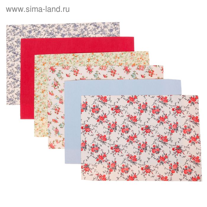 Набор самоклеящихся тканей «Праздник цветов», 21 × 29.5 см - Фото 1