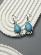 Серьги «Бирюзовый мир» капля, голубые в чернёном серебре - Фото 2