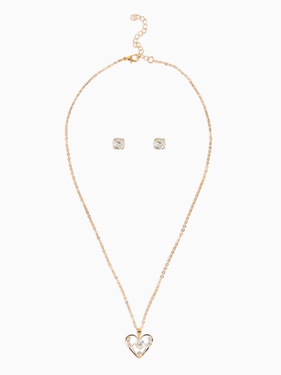 Гарнитур 2 предмета: кулон, серьги «Невесомость», сердце, цвет белый в золоте, 45 см