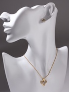 Гарнитур 2 предмета: кулон, серьги «Невесомость», сердце, цвет белый в золоте, 45 см - Фото 2