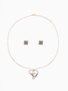 Гарнитур 2 предмета: кулон, серьги «Невесомость», сердечко, цвет белый в золоте, 45 см - Фото 1