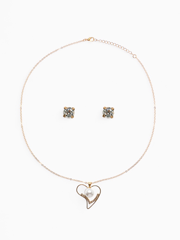 Гарнитур 2 предмета: кулон, серьги «Невесомость», сердечко, цвет белый в золоте, 45 см - Фото 1