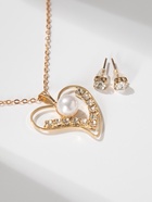 Гарнитур 2 предмета: кулон, серьги «Невесомость», сердечко, цвет белый в золоте, 45 см - Фото 8