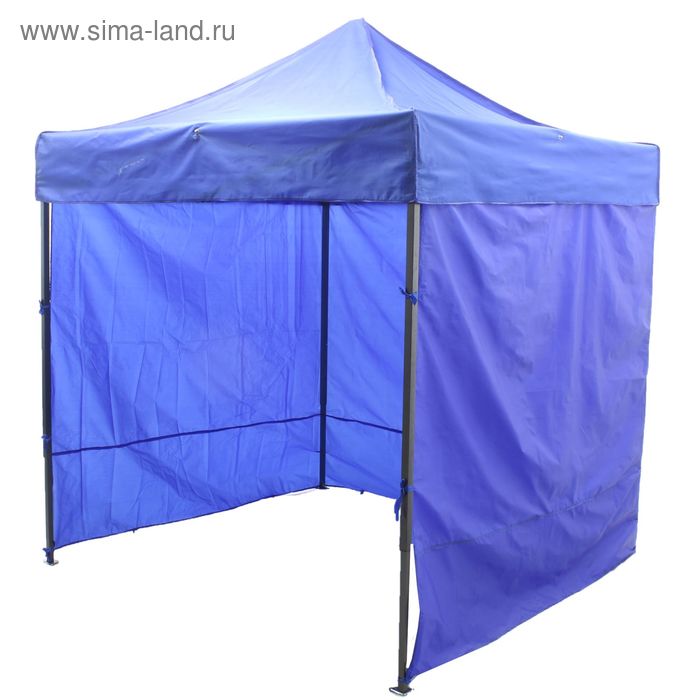Палатка торговая 3х3, каркас складной, чёрный, с молнией, цвет синий - Фото 1