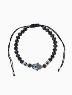 Браслет-оберег «Рука счастья Хамса» хрусталики, цвет чёрно-синий с чернёным серебром, d=8 см - Фото 1