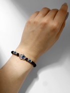 Браслет-оберег «Рука счастья Хамса» хрусталики, цвет чёрно-синий с чернёным серебром, d=8 см - Фото 2