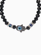 Браслет-оберег «Рука счастья Хамса» хрусталики, цвет чёрно-синий с чернёным серебром, d=8 см - Фото 3