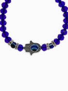 Браслет-оберег «Рука счастья Хамса» хрусталики, цвет синий с серебром, d=8 см - Фото 3