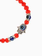 Браслет-оберег «Красная нить» рука счастья Хамса, хрусталики, синий в чернёном серебре, d=8 см - Фото 2