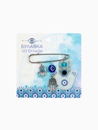 Булавка-оберег 3 подвески «Рука Хамса с бусиной», 5 см, синяя в серебре - Фото 4