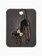 Брошь «Кошка грациозная с бантиком», цвет чёрный в золоте 1705315