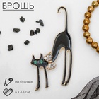 Брошь «Кошка грациозная с бантиком», цвет чёрный в золоте - Фото 5